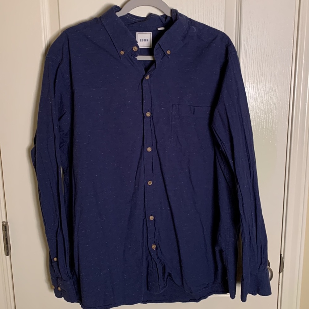 ROWM Button Down 99% Cotton Blue Long Sleeve Shirt Size XL